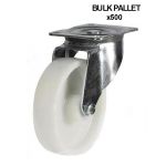 100mm Swivel Castor With White Polypropylene Wheel (150kg) - BULK PALLET BUY OF 500 CASTORS
