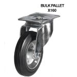 200mm Swivel Castors with Black Rubber Tyred Steel Centre Wheel (205kg) - BULK PALLET BUY OF 160 CASTORS