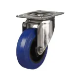 80mm Stainless Steel Swivel Castor with Blue Elastic Rubber/Nylon Wheel  - 70Kg (SPECIAL OFFER)