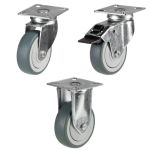50mm Grey Rubber Apparatus Plate Fitting Castors