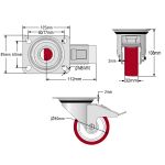 80mm Stainless Steel Swivel & Braked Castors with Non-Marking Maroon Polyurethane/Nylon Wheel Set of 4 (300Kg per Set)
