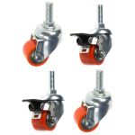 35mm Swivel & Brake Polyurethane M12 Stem Fit (Low Level) Set of 4 - 100kg per Castor