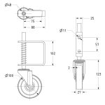 LIGHT DUTY SPRUNG GATE CASTOR (60kg)