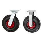 260mm Pneumatic Steel Centred Swivel & Fixed Castors (Large Plate) 200KG