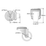 125mm Stainless Steel Single Bolt Hole Fitting Swivel & Braked Castors with White Nylon Wheel Set of 4 (600Kg per Set)