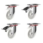 200mm White Nylon Castors (Set of 4)