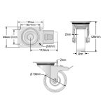 100mm Stainless Steel Swivel & Braked Castors with White Nylon Wheel Set of 4 (600Kg per Set)