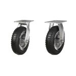 Pneumatic Castor 220mm Swivel & Fixed Steel Centred Wheel (2.50-4 TYRE 4 PLY)