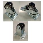 Heavy Duty Swivel, Brake & Fixed 35mm Black Polyurethane Wheel Plate Fit (LOW LEVEL)