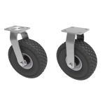 260mm Pneumatic Steel Centred Swivel & Fixed Castors (Large Plate) 200KG
