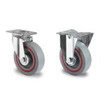 125mm Medium Duty Swivel & Fixed Roll Cage / Noise Reduction Composite Nylon Sandwich Wheel Castor (150kg)