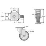75mm Grey Rubber Non-Marking Apparatus Plate Fitting Castors (Set of 4)