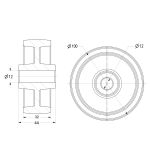100mm High Temp Polymer Glass Fibre ﻿Wheel 12mm Plain Bore (260 °C)