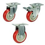 125mm Polyurethane/Nylon Castors - 75x45 Bolt Centres (100kg)