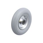 200mm Pneumatic Solid Steel Centre Wheel 4ply Grey Ribbed Tread (200x50 Tyre - 20mm BORE) - 75Kg