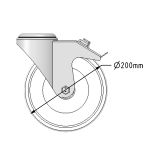Single Bolt Hole Puncture Proof Pneumatic Equivalent Castor 200mm Swivel & Brake Steel Centred