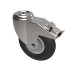 Single Bolt Hole Puncture Proof Pneumatic Equivalent Castor 200mm Swivel & Brake Steel Centred