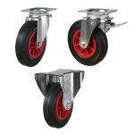 200mm Wheel Diameter Waste & Recycling Bin Castors (Plastic Centre)