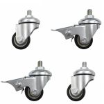 35mm Black Polyurethane Wheel Single Bolt Hole Fit M10x25 (LOW LEVEL) SET OF 4 - 300kg per Set of 4