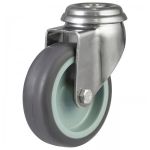 50mm Grey Thermoplastic Stainless Steel Single Bolt Hole Castors (40kg)