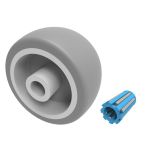 80mm Grey Polyurethane Tyre on Nylon Centre 12mm Bore - 150kg