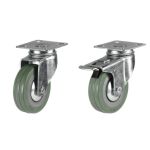 75mm Grey Rubber Wheel Square Plate (Bulk Buy)