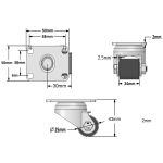 25mm Roller Bearing Bore Black Nylon Plate Fit Swivel Castor Set of 4 (Low Level) - 80kg per Castor