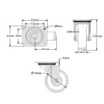 100mm White Polypropylene Castors (Set of 4) 75x45 Bolt Centres (90kg)