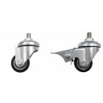 Heavy Duty Swivel & Swivel/Brake 35mm Black Polyurethane Wheel Single Bolt Hole (M10x25) Fit (LOW LEVEL)